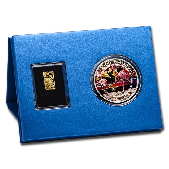 2020 Barbados 1 gram and 1 oz Silver Tropical Flamingo Set 2020 Barbados 1 gram and 1 oz Silver Tropical Flamingo Set